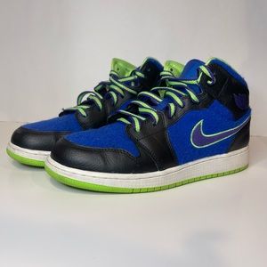 RARE Nike Air Jordan One Mid Bel Air Blue & Neon Green Mid-Top Sneakers